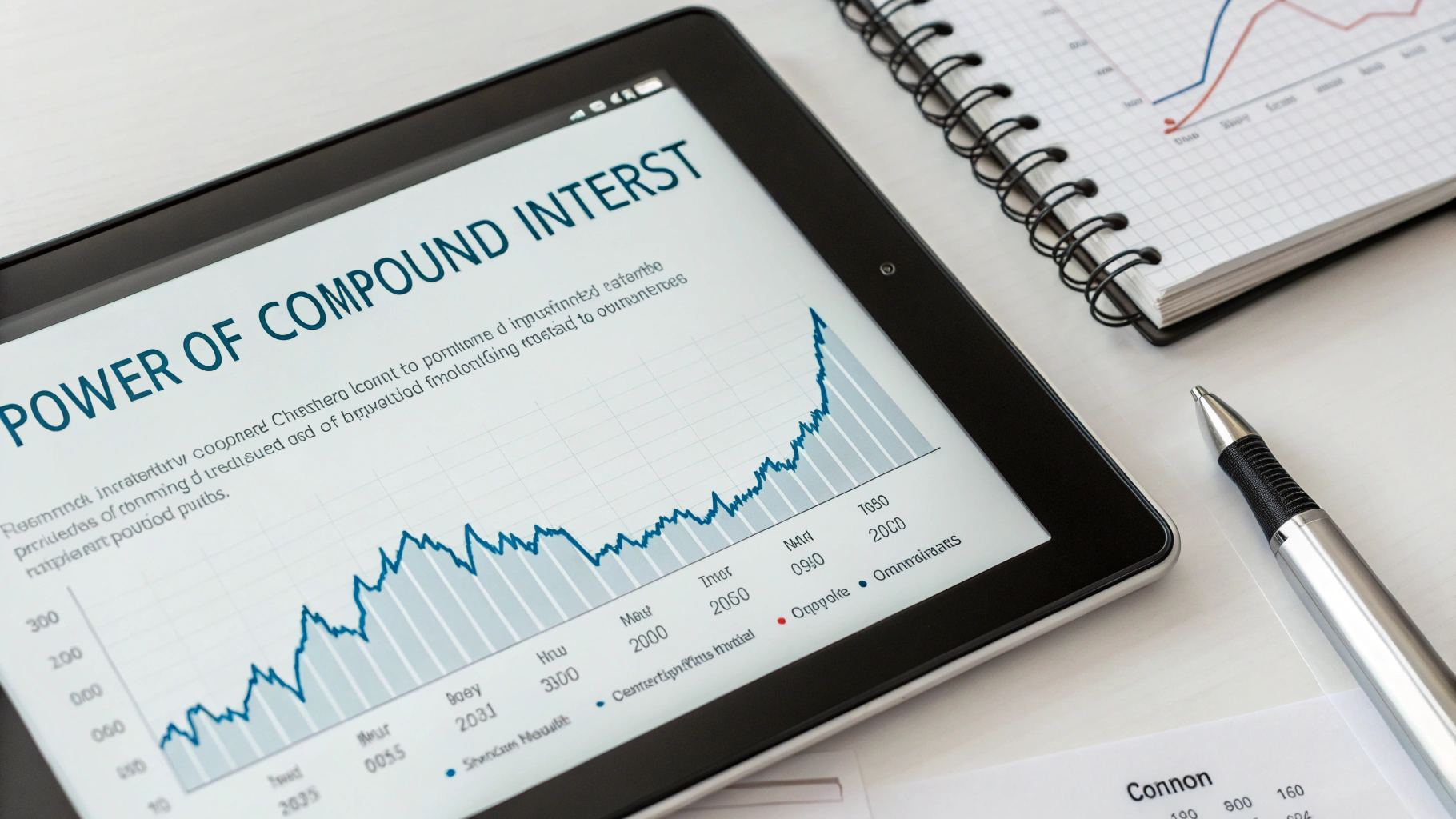 Compound interest calculator showing exponential growth