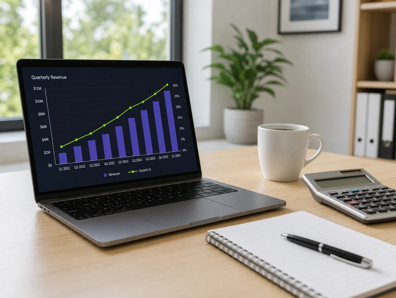 Modern financial dashboard showing growth charts and savings progress
