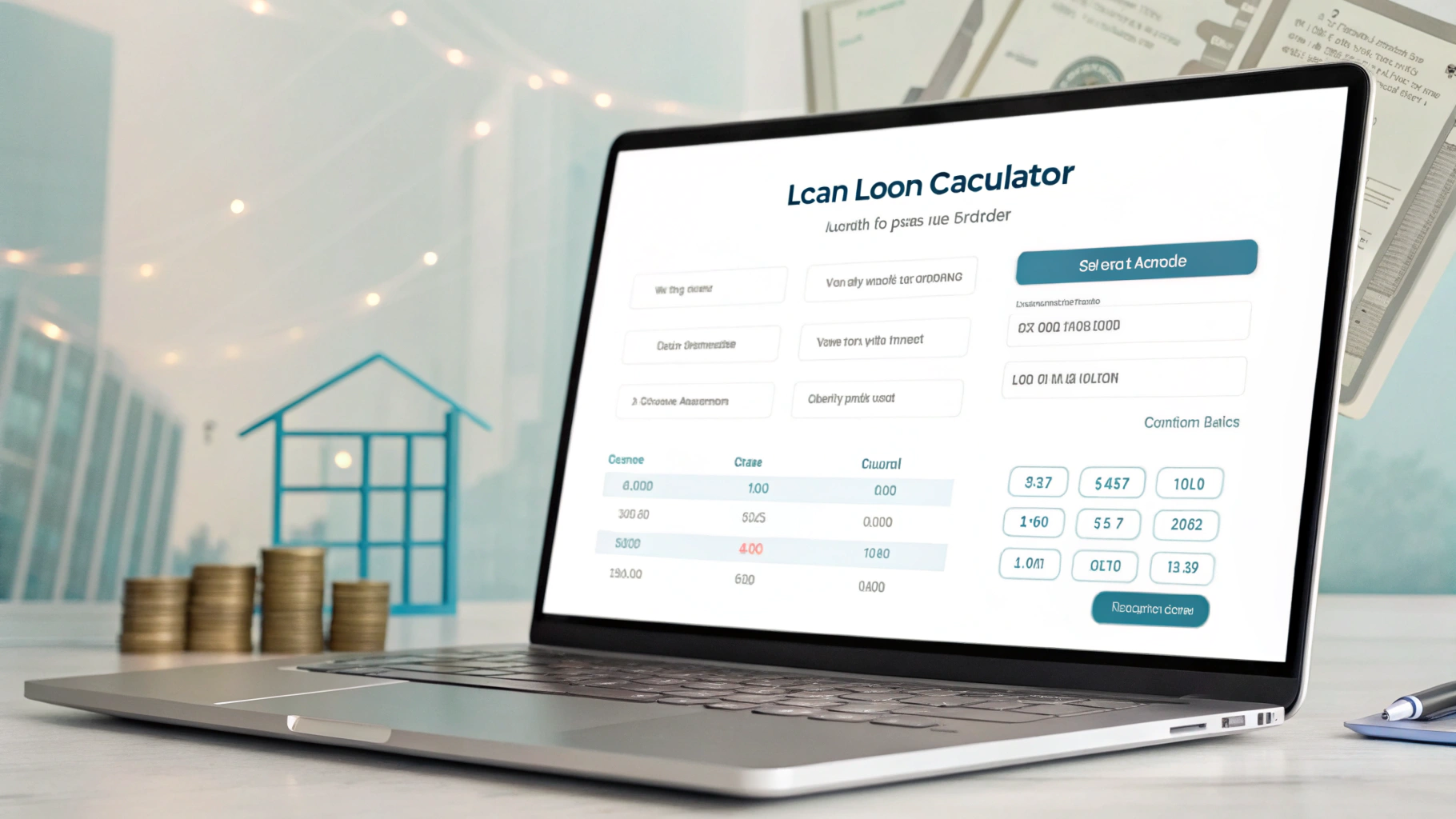 Personal loan calculator interface on a clean dashboard
