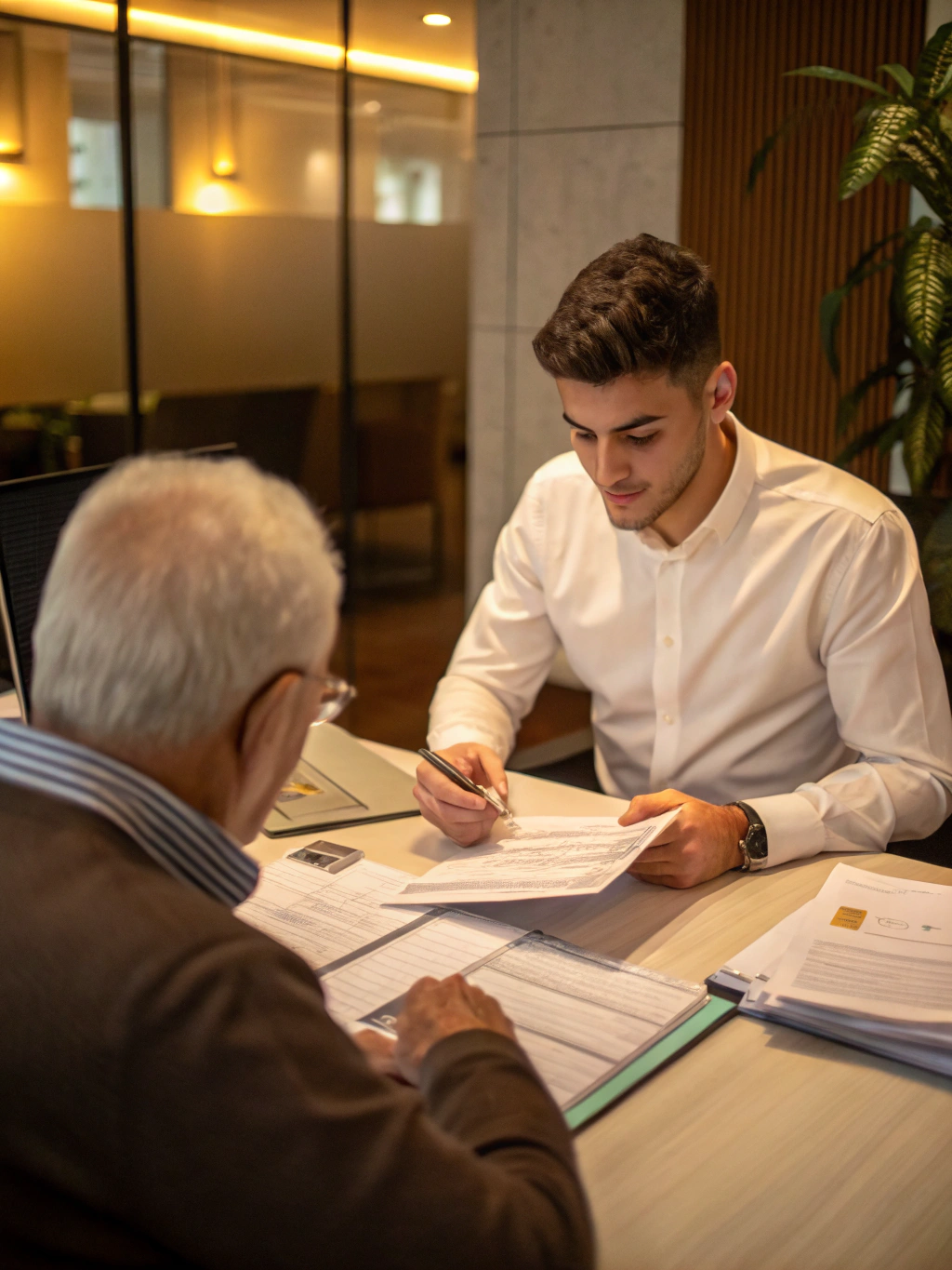 Tax documents and financial planning folders